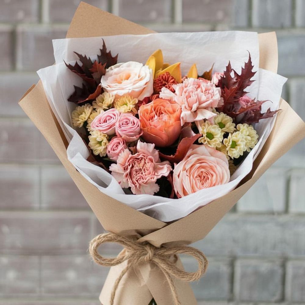 Букет цветов из: Гвоздики, Хризантемы и Розы в Дагестанской