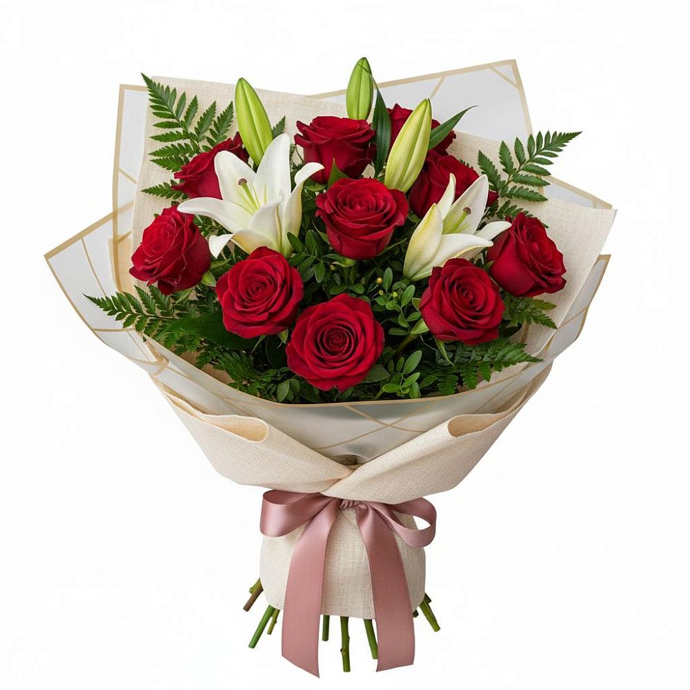 Букет цветов из: Лилии и Розы в Дагестанской