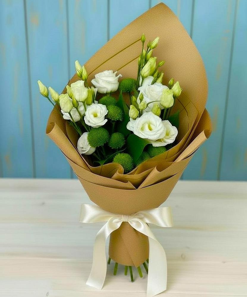 Букет цветов из: Хризантемы и Лизиантусы в Дагестанской