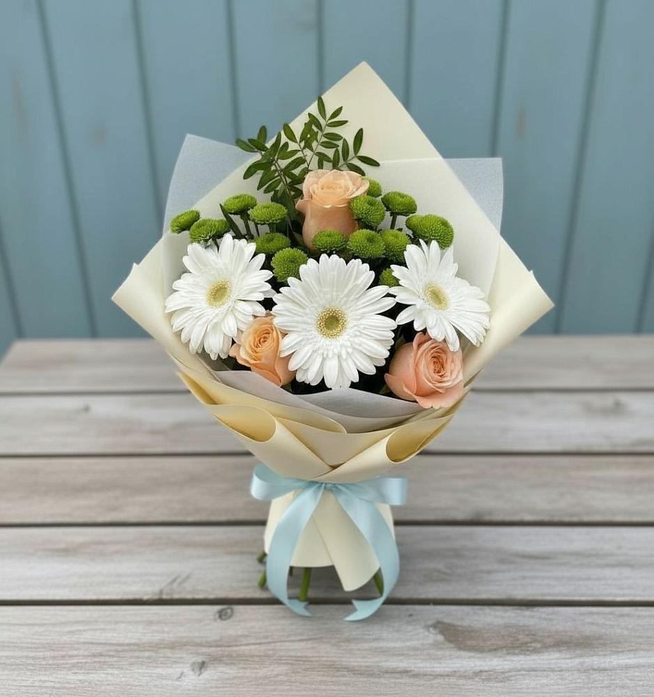 Букет цветов из: Герберы, Розы и Хризантемы в Дагестанской