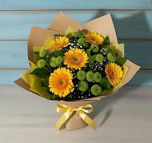 Букет цветов из:  Герберы и Хризантемы #REPLACE_PRED# Дагестанской