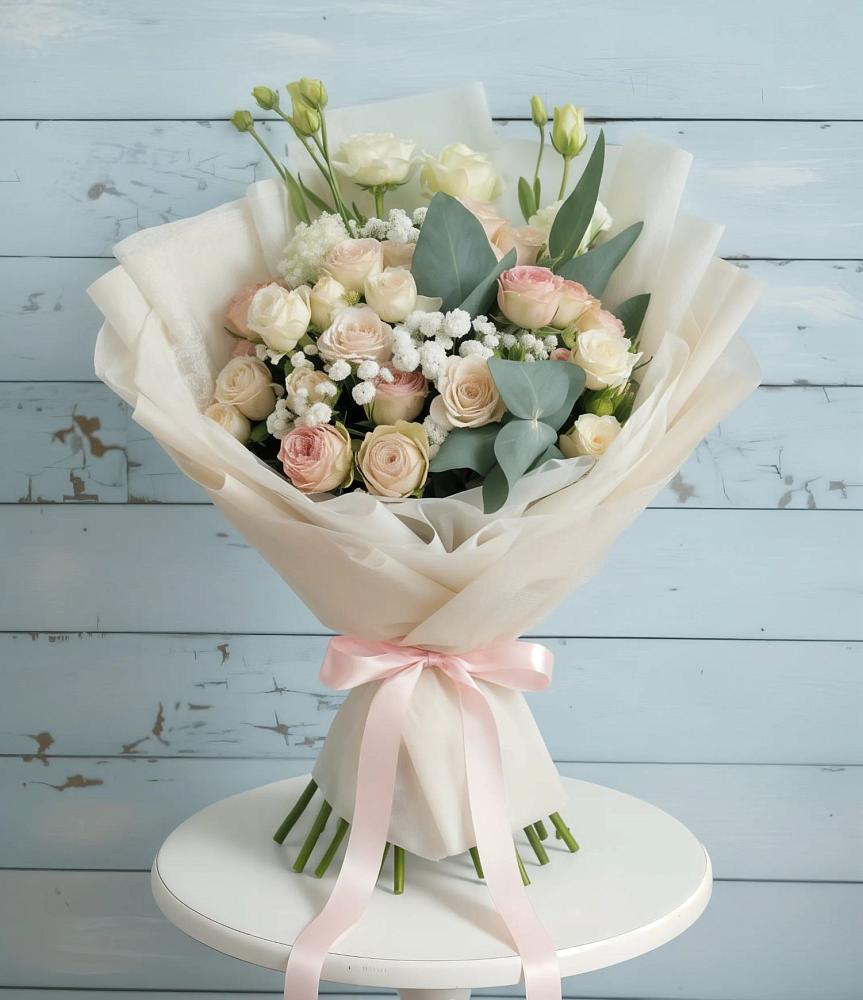 Букет цветов из: Розы и Лизиантусы в Дагестанской