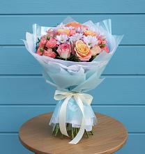 Букет цветов из:  Хризантемы и Розы #REPLACE_PRED# Дагестанской